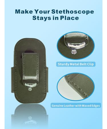 Top-Grain Leather Stethoscope Holder - Durable Magnetic Closure for Easy Access | Ideal for Doctors & Nurses | Green - Buy Online on SooperMarket.com