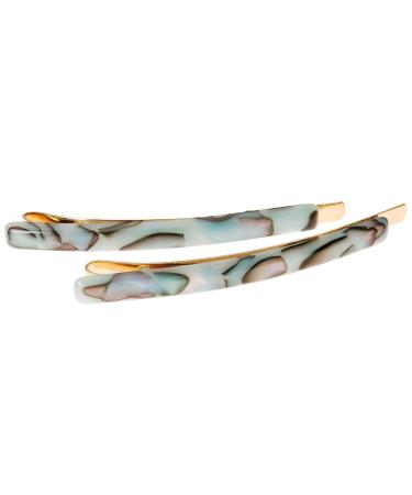 France Luxe Bobby Pin Pair on Gold Wire - South Sea