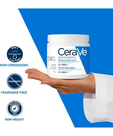 CeraVe Moisturizing Cream Daily Face Hands & Body Cream Moisturizer for Dry Skin With Hyaluronic Acid and Ceramides for Women and Men. Sensitive skin Oil-free Non-comedogenic Fragrance-Free 539 Grams 539 g (Pack of 1) Body Moisturizer - Buy Online on SooperMarket.com