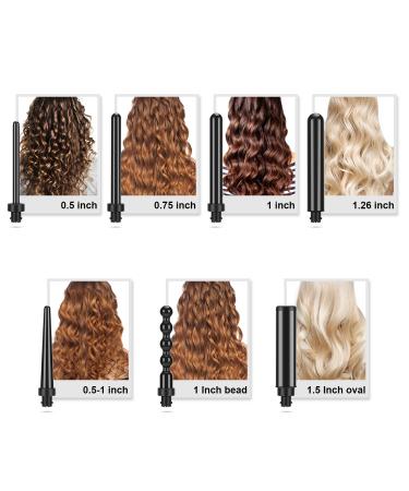 PARWIN PRO BEAUTY 7 in 1 Curling Iron Set - Interchangeable Barrels Dual Voltage Tourmaline Ceramic LCD Display - Heat Resistant Glove Included - Buy Online on SooperMarket.com