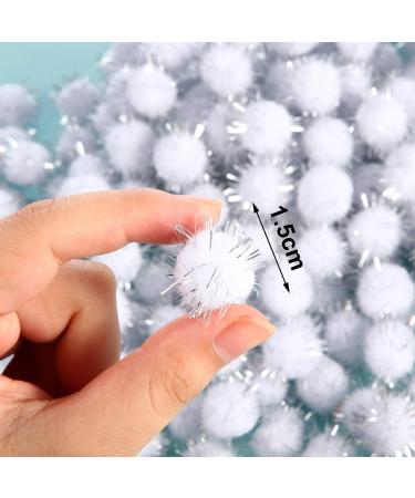 1000 Count 0.6 Inch White Glitter Pom Poms for Crafts and DIY - Fuzzy Craft Balls Hobby Supplies - Buy Online on SooperMarket.com