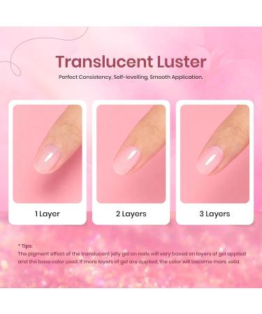 Beetles 6pcs Jelly Glitter Gel Polish Set - Nude Pink Manicure, Soak Off UV LED Cured Shimmer Colors - DIY Nail Art Salon Quality - Buy Online on SooperMarket.com