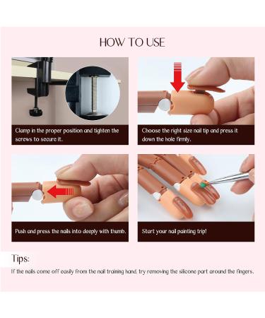 Saviland Flexible Practice Hand for Acrylic Nails | Manicure Training Kit for Beginners with 200 Nail Tips and Accessories - Buy Online on SooperMarket.com