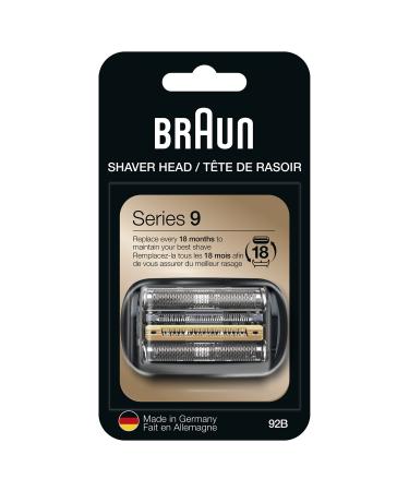 Braun Electric Shaver Head Replacement Part 92B Black, Compatible with Series 9 Electric Razors for Men 92B Replacement Head