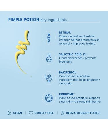 Kinship Pimple Potion | Retinal + Salicylic Acid Acne Treatment | Lightweight Spot Treatment | Vegan & Cruelty-Free | 0.53 oz - Buy Online on SooperMarket.com