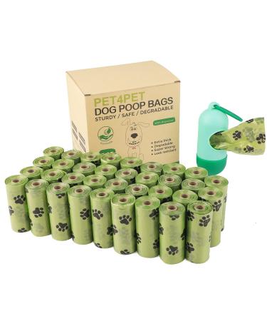 PET4PET Dog Poo Bags 525 Poo Bags for Dog Waste include 1 Adjustable Dispenser 35 Rolls Thick Biodegradable Dog Poop Waste Bag Rolls Cardboard Core 100% Leak Proof and Strong (Green)