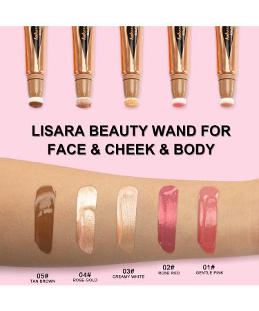 Lisara Highlighter Beauty Wand - Creamy White Liquid Highlighter Stick with Cushion Applicator for Face & Body - Lightweight & Blendable Silky Smooth Formula - Buy Online on SooperMarket.com