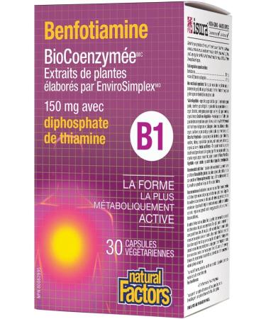 Natural Factors BioCoenzymated Benfotiamine B1 150 mg plus Thiamine Diphosphate 30 capsules - Buy Online on SooperMarket.com