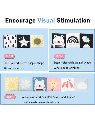 Baby Steps Angel Bear Black White High Contrast Baby Soft Cloth Book Tummy Time Toys Baby Safe Mirror Teether Early Educational for Infants Toddlers Sensory 0-3 Yrs Newborn Crinkle Book for Babies - Buy Online on SooperMarket.com