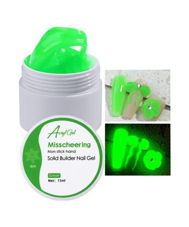 U-Shinein Builder Gel for Nails Neon Colors Gel Dark Bright Nail Extension Gel Not Stick Hand UV Gel 3D Nail Jewelry Sculpture Gel Nail Art Poly Gel Luminous Effect Nail Gel 01 Green