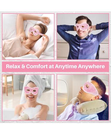MIVORA Cooling Gel Mask for Puffy Eyes - Hot Cold Therapy for Migraine Headache, Dark Circles, Sinus Pain - Reusable - Light Blue (A-pink) - Buy Online on SooperMarket.com