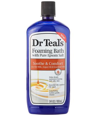 Dr Teal's Foaming Bath with Pure Epsom Salt Soothe & Comfort with Oat Milk & Argan Oil 34 fl oz (Packaging May Vary)