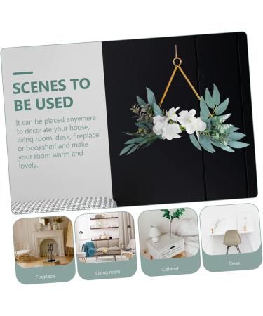 COOLHIYA Greenery Garland Wrought Iron gate Hanging Wreath Flowers Decoration Artificial Flower Garland Nordic Decor Door White 20x20cm - Buy Online on SooperMarket.com