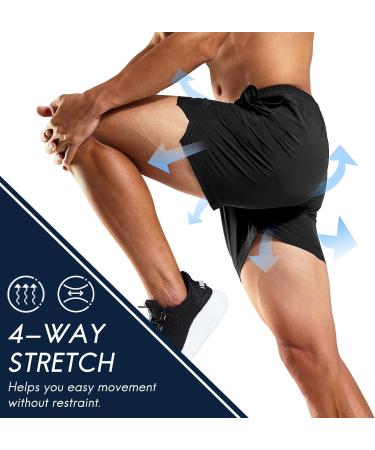 Haimont Men's 5 Inch Dry Fit Running Shorts with Pockets - Water Resistant & Lightweight | Gym Workout Exercise Shorts - Black (Small) - Buy Online on SooperMarket.com