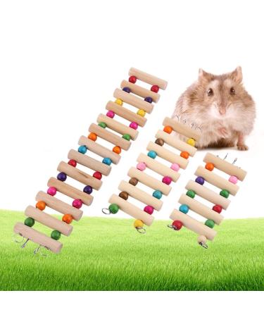 3Sizes Pet Hanging Ladder Hamster Stairs Wooden Suspension Bridge Steps Stairs Climbing Swing Climbing Ladder Bridge Bird Hamster Rodent Toys Supplies Handing Cage Decor(7 Steps)