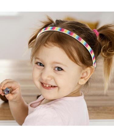 WLLHYF Glitter Headband 4pcs Plastic Sparkly Cute Non Slip Chunky Hairbands Thick Bling Confetti Rainbow Hair Bands with Teeth Little Girls Colorful Hair Accessories Rainbow color - Buy Online on SooperMarket.com