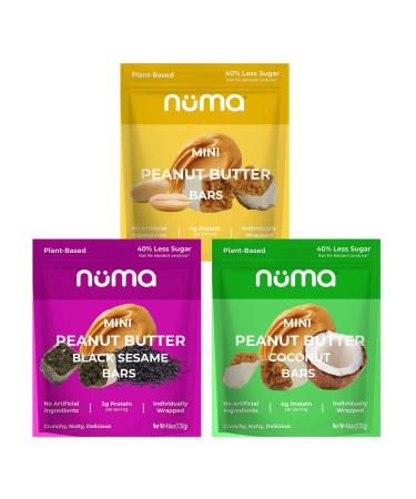 Mini Peanut Butter Bars Variety Pack – Vegan, High Protein, Low Sugar, Low Calorie, All Natural, Gluten Free – Crunchy Plant Based Snack – 3 Bags with 10 Individually Wrapped Pieces Variety - 3 Pack