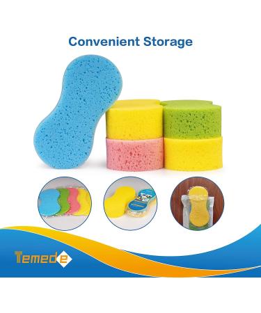 Temede Large Car Wash Sponge Kit - 5 Pack All Purpose Foam Scrubbers for Cleaning Dishes, Tile, Bike, Boat - Easy Grip Sponge for Kitchen, Bathroom & Household - Buy Online on SooperMarket.com