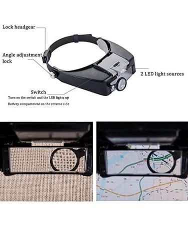 Head Magnifier Adjustable Size Headband Magnifying Lenses Repair Work Light High Transparency Lenses LED Light Head Lamp - Buy Online on SooperMarket.com