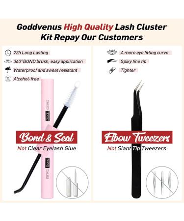 DIY Lash Extension Kit: 100 Pcs Lash Clusters with Waterproof Bond, Seal, and Tweezers - Goddvenus (7-14-16 Mixed) - Buy Online on SooperMarket.com