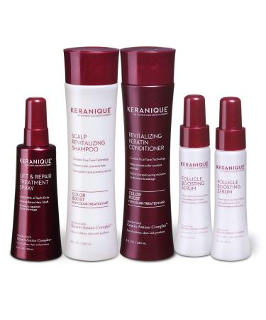 Keranique Thicker Fuller Hair 60 Days System with Keratin Shampoo  Conditioner  Follicle Boosting Serum and Lift and Repair Treatment for Colored Thinning Hair  Paraben/Sulfates Free