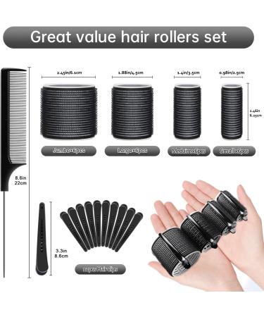 Mabufun Jumbo Hair Rollers Set Hair Rollers Self Grip Curlers For Long Hair No Heat Curlers Heatless Hair Rollers With Clips & Comb 24 Packs (Black 24Pcs) - Buy Online on SooperMarket.com