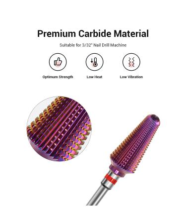 MelodySusie Professional Tornado Carbide Tungsten Nail Drill Bit - Fine Tapered Series Bit-X for Manicure Pedicure Gel Polishing - Purple Salon Bits - Buy Online on SooperMarket.com