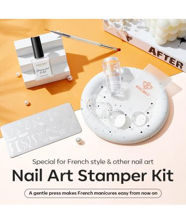 Modelones Nail Art Stamper Kit 7Pcs - Premium Double Nail Stamp Stencils & Gel for DIY French Manicure - Buy Online on SooperMarket.com
