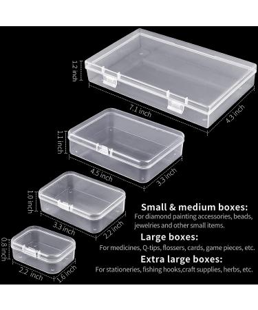 Qeirudu 24 Pcs Mixed Sizes Rectangle Mini Plastic Containers - 4 Mixed Small Craft Storage Boxes with Hinged Lids Clear Bead Organizer for Jewelry Findings  Office Supplies and Game Pieces 24 pcs ( 4 Mixed Size ) - Buy Online on SooperMarket.com