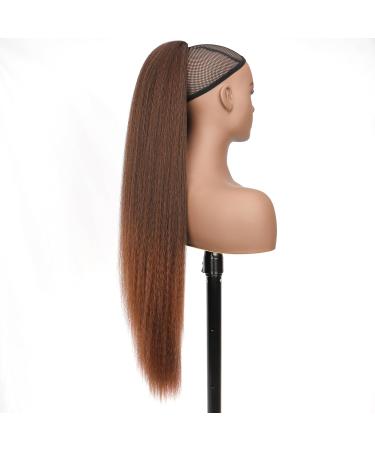 PORSMEER 30 Inch Yaki Straight Drawstring Ponytail Clip In Extensions for Women Kinky Straight Pony Tail Extensions Hair Extensions Ponytail (Black mixed brown) - Buy Online on SooperMarket.com