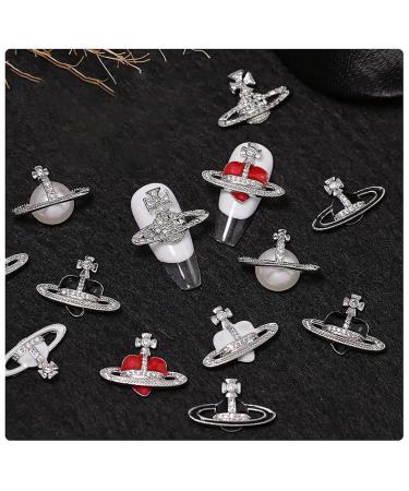 Y2K 3D Rhinestone Saturn Pearl Nail Gems - 9PCS Planet Nail Art Charms for DIY Nail Jewelry & Handcrafts - Buy Online on SooperMarket.com