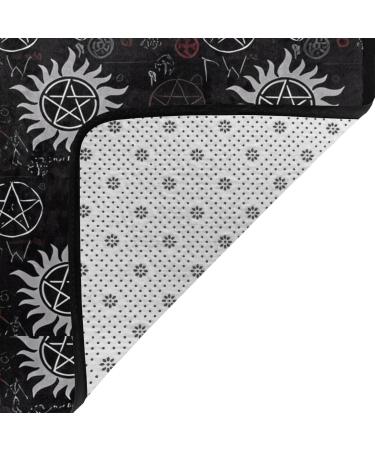 Supernatural Symbols Black Flannel Non-Slip Floor Mat - 63x48 Inches Comfortable & Lint-Free | Ideal for Home & Office - Buy Online on SooperMarket.com