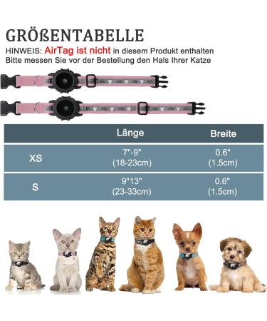 Jiarui Reflective AirTag Cat Neck Band - Adjustable GPS Collar for Cats & Puppies XS 7-9 inch - Pink - Buy Online on SooperMarket.com
