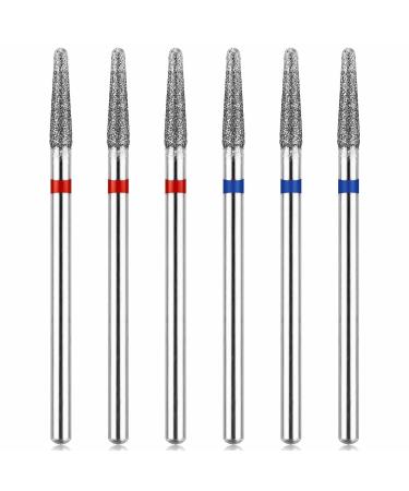 Lusofie 6 Pcs Nail Drill Bits Set Cuticle Drill Bit 3/32 Diamond Carbide Cuticle Remover Drill Bits for Nails Professional Cuticle Clean Nail Drill Bit Safety Remove Cuticle Dead Skin Cleaner Tool