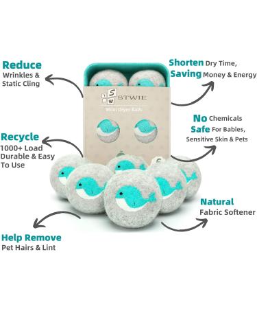 Organic Wool Dryer Balls - New Dolphin Design | Reusable Laundry Felt Balls with Crafting Box | Reduce Drying Time & Wrinkles - Style-3 - Buy Online on SooperMarket.com