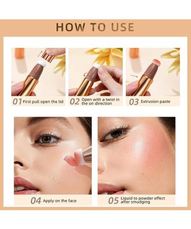 Mrettick 3 Color Liquid Contour Stick Bronzer | Face Highlighter & Contour Wand | Lightweight & Natural Makeup Brushes - Buy Online on SooperMarket.com
