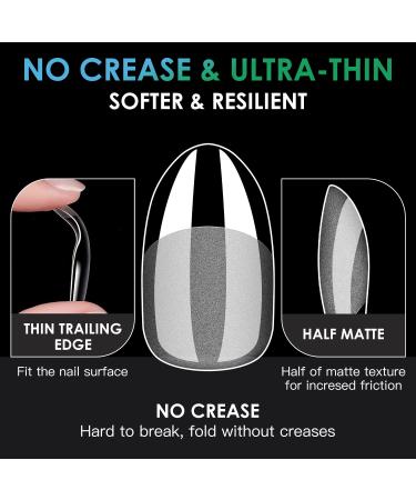 Short Oval Soft Gel Nail Tips - Melous 600PCS Pre Buff Full Cover Half Matte Clear False Nails for DIY Manicure - Buy Online on SooperMarket.com