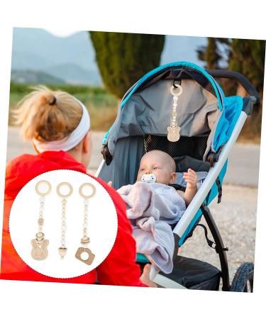 JEWEDECO 3pcs Gym Pendant Wooden Toys for Babies | Natural Home Decor & Infant Stroller Toy | Baby Fitness Rack Pendants with Wooden Bead Mobile - Buy Online on SooperMarket.com