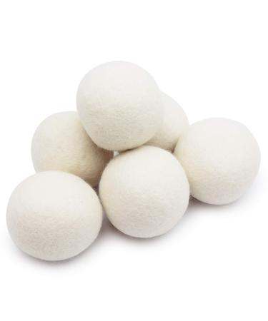 (WB0006-6 Pk Wool Dryer Balls - Premium XL Organic Eco-Friendly Natural Unscented Non-Toxic Felt Laundry Balls Anti-Static Chemical Free Fabric Softener 100% Natural New Zealand Wool