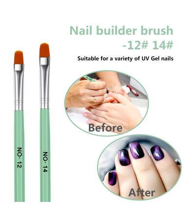 7-Piece UV Gel Nail Brush Set - Acrylic Nail Art Polygel Brushes with Wooden Handle - 7 Sizes for Extensions & Manicure - Green - Buy Online on SooperMarket.com