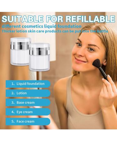 2Pcs 30ml Airless Pump Cream Jar Travel Bottles for Lotions & Makeup - Buy Online on SooperMarket.com