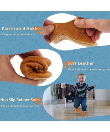 Baby First Walking Shoes | PU Leather Non-Slip Baby Boy & Girl Sneakers | 6-12 Months Brown - Buy Online on SooperMarket.com