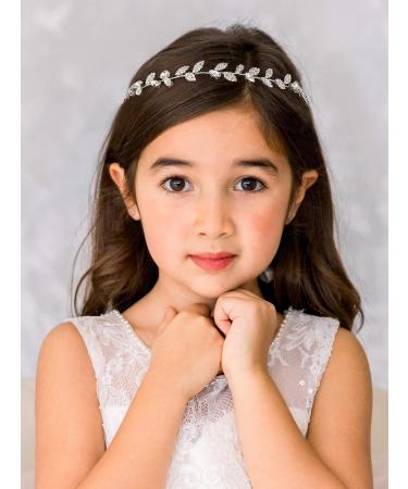 SWEETV Silver Flower Girl Headband | Crystal Leaf Wedding Hair Accessory for Princess Toddler | First Communion Hairband - Buy Online on SooperMarket.com