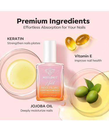 Modelones 8-in-1 Nail Care Treatment with Ridge Filling, Strengthener, Hardener, and Growth Base Coat - 15ml Glitter Pink - Buy Online on SooperMarket.com