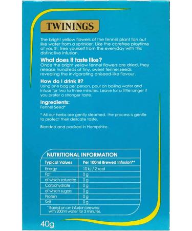 Twinings Cleansing Fennel 20 Tea Bags 40g - Buy Online on SooperMarket.com