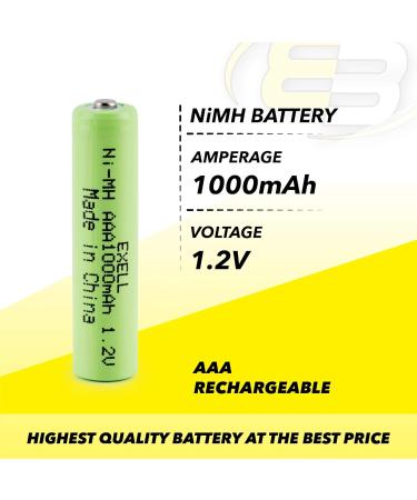 Exell 1.2V NiMH AAA Rechargeable Button-Top Battery 1000 mAh Replacement for Electric Razor & Toothbrush International Shipping Available - Buy Online on SooperMarket.com