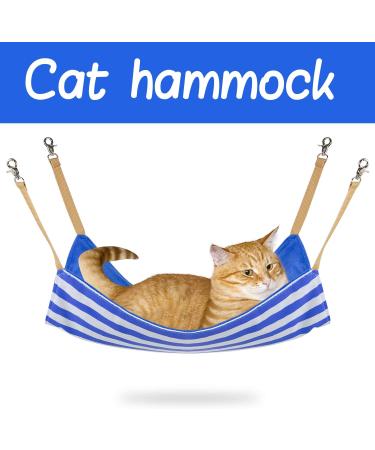 Whollyup Cat Hammock Bed - Soft Hanging Pet Bed for Kittens, Ferrets, and Small Pets | Royal Blue Stripe - Buy Online on SooperMarket.com