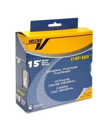 Velcro Tape 3/4"Wx15' Sticky Back White Boxed