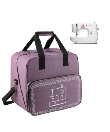 WITSTEP Sewing Machine Case Compatible with Singer/KPCB Mini Sewing Machine and Accessories Portable Travel Tote Bag with Removable Bottom Pad Adjustable Shoulder Strap & Multiple Pockets Purple