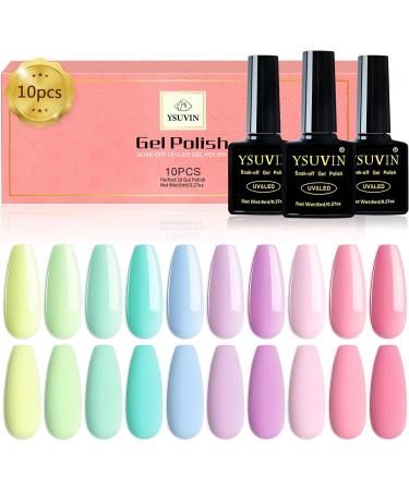Yueshop Pastel Gel Nail Polish Kit - 10PCS 8ml Macaron Candy Colors for Summer DIY Manicure - Buy Online on SooperMarket.com
